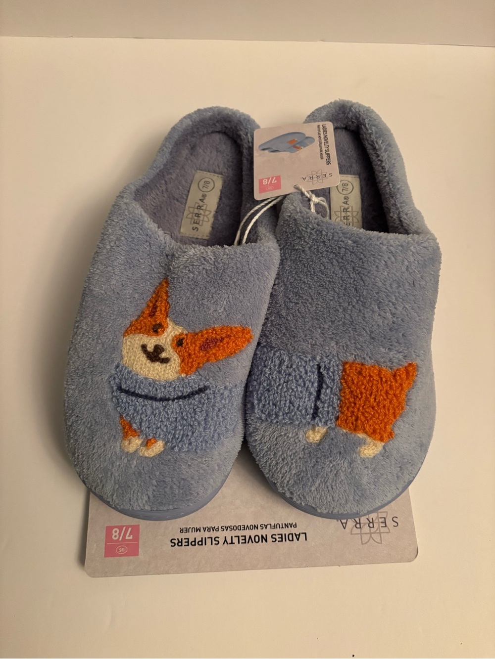 SERRA Blue Corgi Slip-On Slippers Womens size 7/8